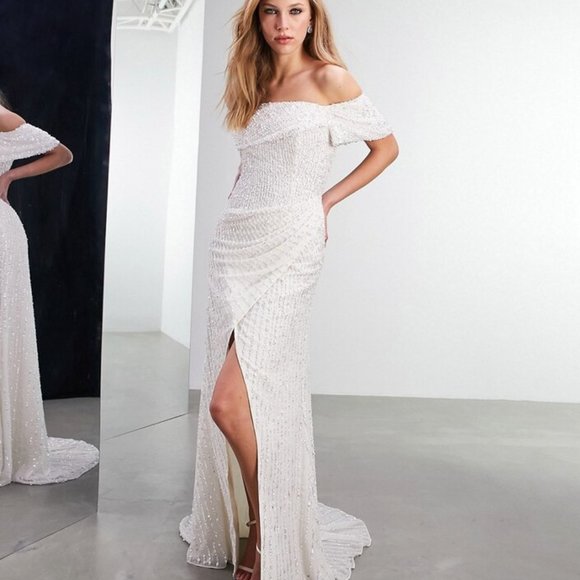 ASOS EDITION Cecilia bardot sequin embellished wedding dress - Picture 4 of 4